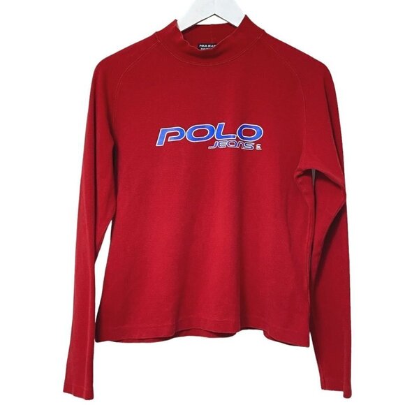 POLO JEANS RALPH LAUREN Boys Large Red Mock New Long Sleeve Turtleneck - Picture 4 of 10